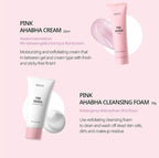 Nacific Pink AHA BHA Kit ( Cleansing Foam, Toner, Serum, Cream ) Travel Size Skin Care Set by KOSBEAUTY