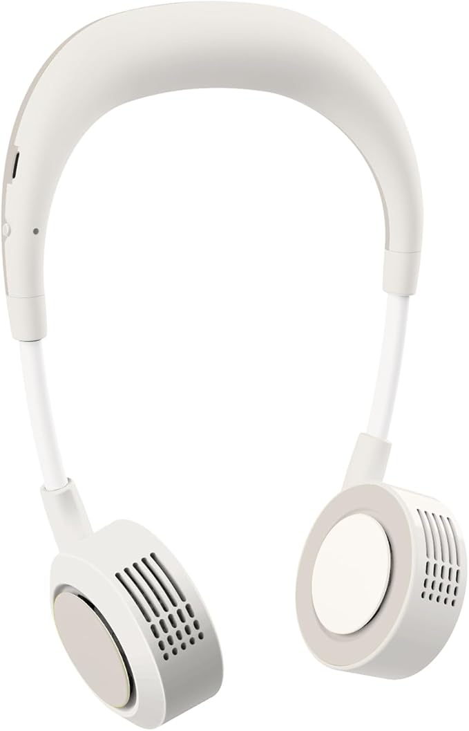Portable Neck Fan, Hand-Free Fan, 5 Speeds, Foldable, Twistable, Lightweight, Rapid Cooling, Fashion, Quiet, Rechargeable, Summer Gift (White)