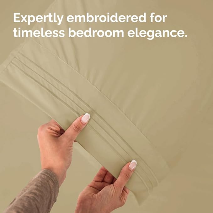 King Pillow Cases Set of 2 - Ultra Soft Hotel Quality Pillowcase Covers - Luxury Comfy Cozy Bedding for Women, Men, Kids & Teens - Machine Washable Pillow Protectors - 2 Pieces Set - King Size Beige