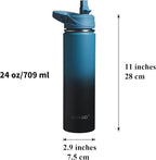 CIVAGO 24 oz Insulated Water Bottle With Straw, Stainless Steel Sports Water Flask Cup with 3 Lids (Straw, Spout and Handle Lid), Double Walled Travel Thermal Canteen Mug, Dark Rainbow
