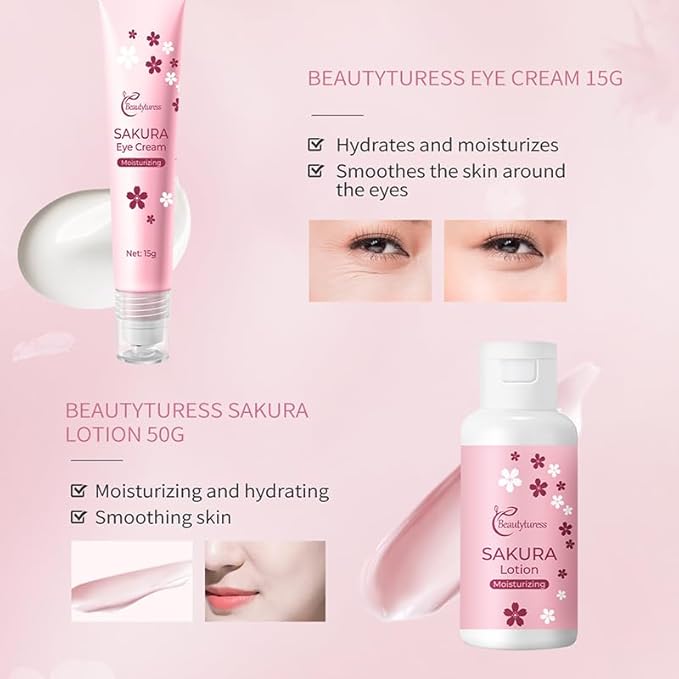 Skin Care Set Cherry Blossom Radiant Hydrating 5 Piece Set Women Beauty Gift Sets Skin Care Kit with Peel-off mask, Toner, lotion，eye cream Travel Kit for Women Teen Girls Mom Daughter Birthday