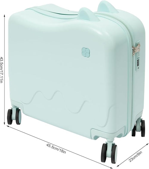 18" Kids Ride-On Suitcase,Children's Carry On Luggage Case,Rolling Luggage With Lock,Travel Trolley Case for Short Trips,School Trips,Outings (Mint Green)