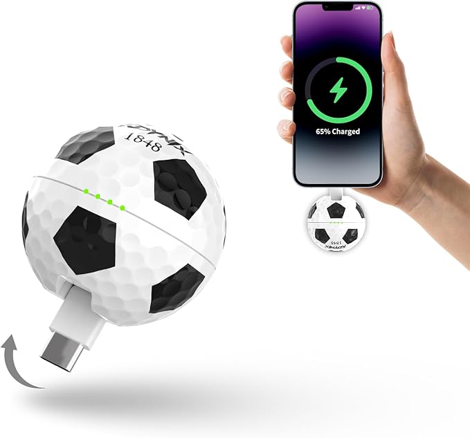 2000mAh Creative Golf Ball Power Bank, Emergency Mini Power Portable Charger USB-C, Compatible with iPhone15,16，17，15 Plus,15 Pro Max, Gift for Golf Lover Men Women (Football Golf Power Bank)