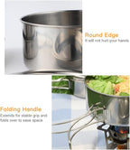 Lixada Camping Cookware Set, 4PCS Portable Stainless Steel Camp Cook Set, Lightweight Stackable Camping Pots and Pans Plate Set Camping Gear for Outdoor Backpacking Camping Hiking Picnic
