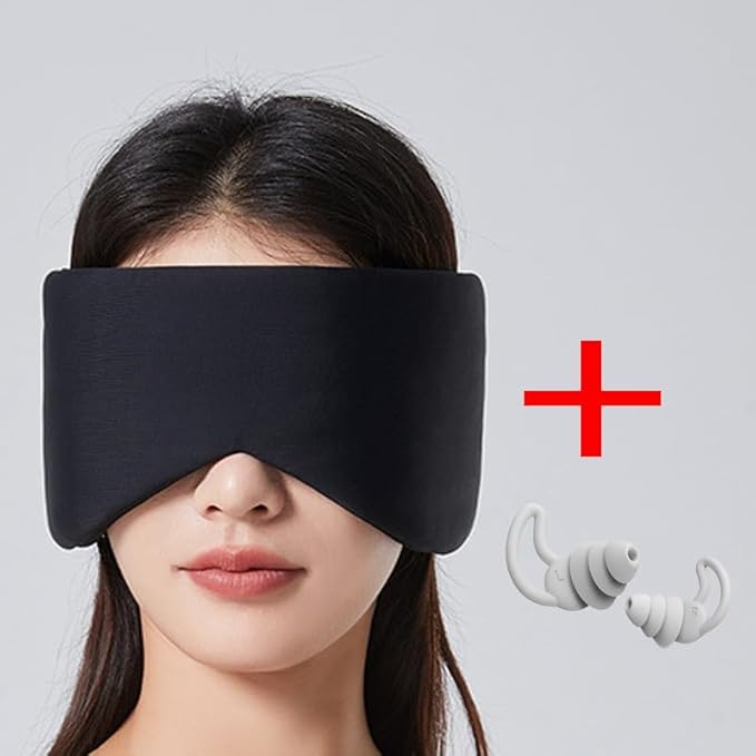 Silk Eye Sleep Mask for Sleeping Women Men, Blackout Blindfold Eye Mask+soundproof Ear Plugs, Rest Like A Deaf or Blind Person, Noise Cancelling Earbuds Mask for Travel Night Best Sleep Mask (Pink)