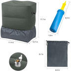 Travel Foot Rest Pillow, Portable Inflatable with Double Hand Pump Adjustable Three Layers Height Pillow for Foot Rest on Airplanes,Cars,Buses,Trains,Office Kids to Sleep on Long Flights (dark gray 2)