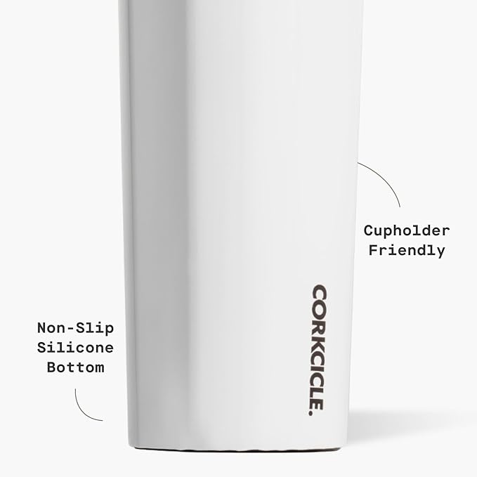 Corkcicle Classic Canteen Insulated Water Bottle - Stainless Steel Reusable Tumbler - Triple Insulated - Keeps Drinks Cold 25 Hours or Hot 12 Hours - Cupholder Friendly - Gloss White - 16 oz
