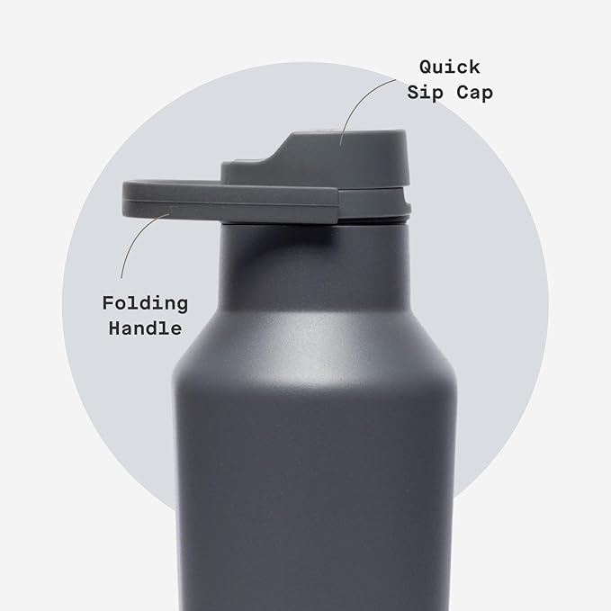 Corkcicle Classic Sport Canteen Insulated Water Bottle - Keeps Beverages Cold 25 Hours - Triple Insulated - Summer Drinkware Gift - Keeps Drinks Ice Cold - Leak-Proof Cap - 20 oz - Flint