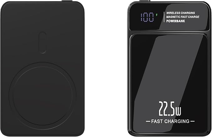 Magnetic Power Bank, 10000mAh Magnetic Portable Charger, 22.5W Wireless Power Bank, USB-C Fast Charging, LED Display Magnetic Battery Pack, Compatible for iPhone 17/16/15/14/13 Pro/Pro Max/Plus(Black)