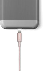 Amazon Basics USB-A to Lightning Cable, Apple MFi Certified, Nylon Braided Cord for iPhone 14 13 12 11 X Xs Pro, Pro Max, Plus, iPad, Data Sync, High Speed Transfer, 3 Foot, Rose Gold
