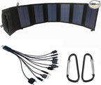 30W Portable Solar Panel Charger Output 20W 5.2V 2A 2USB, Foldable Solar Panel Charger for Laptops Phones,Mini Fans,Ipads,with a USB Extension Cable (Black)