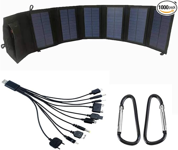 30W Portable Solar Panel Charger Output 20W 5.2V 2A 2USB, Foldable Solar Panel Charger for Laptops Phones,Mini Fans,Ipads,with a USB Extension Cable (Black)