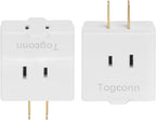 2-Prong 3-Outlet Polarized Wall Extender 2 Pack - Multi Plug Splitter Converter With 3 Side Outlets, Spaced Adapter for Old Home, Hotel - Non-Ground, White