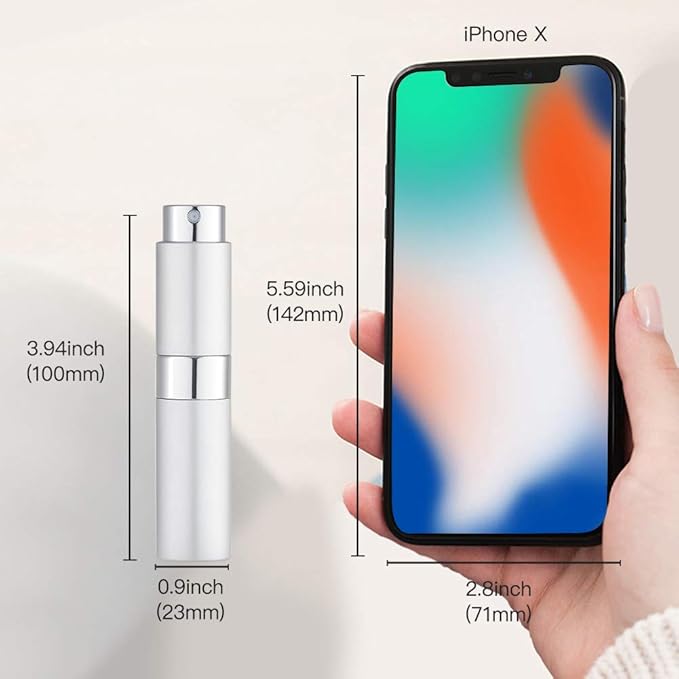 LISAPACK 8ML Atomizer Perfume Spray Bottle for Travel (3 PCS) Empty Cologne Dispenser, Portable Sprayer for Men and Women (Black, Silver, Pink)
