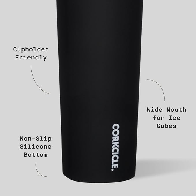 Corkcicle Sport Canteen - Keeps Drinks Cold 25 Hours - Stainless Steel Water Bottle - Triple-Insulated - Spill-Proof - Summer Drinkware Gift - Keeps Drinks Ice Cold - 20 oz - Black
