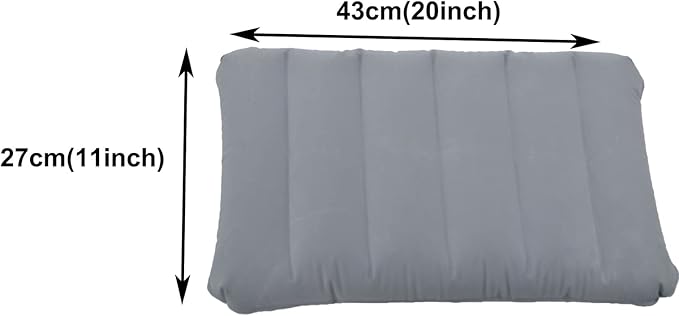 Gray Ultralight Inflatable Pillow Small Squared Flocked Fabric Air Pillow for Beach Hiking,Camping,Traveling,Napping,Desk Rest,Neck &Lumbar Support(1 Pack)