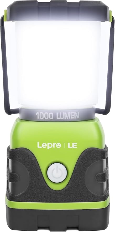 LE 1000LM Battery Powered LED Camping Lantern, Waterproof Tent Light with 4 Light Modes, Camping Essentials, Portable Lantern Flashlight for Camping, Emergency Light, Power Outages, Not Rechargeable