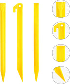 10-Pack Plastic Tent Stakes – 9-Inch Heavy Duty Canopy Anchoring Pegs for Camping, Gardening, Landscaping, Backpacking – Lightweight, Rust-Proof, Reusable Camping Stake
