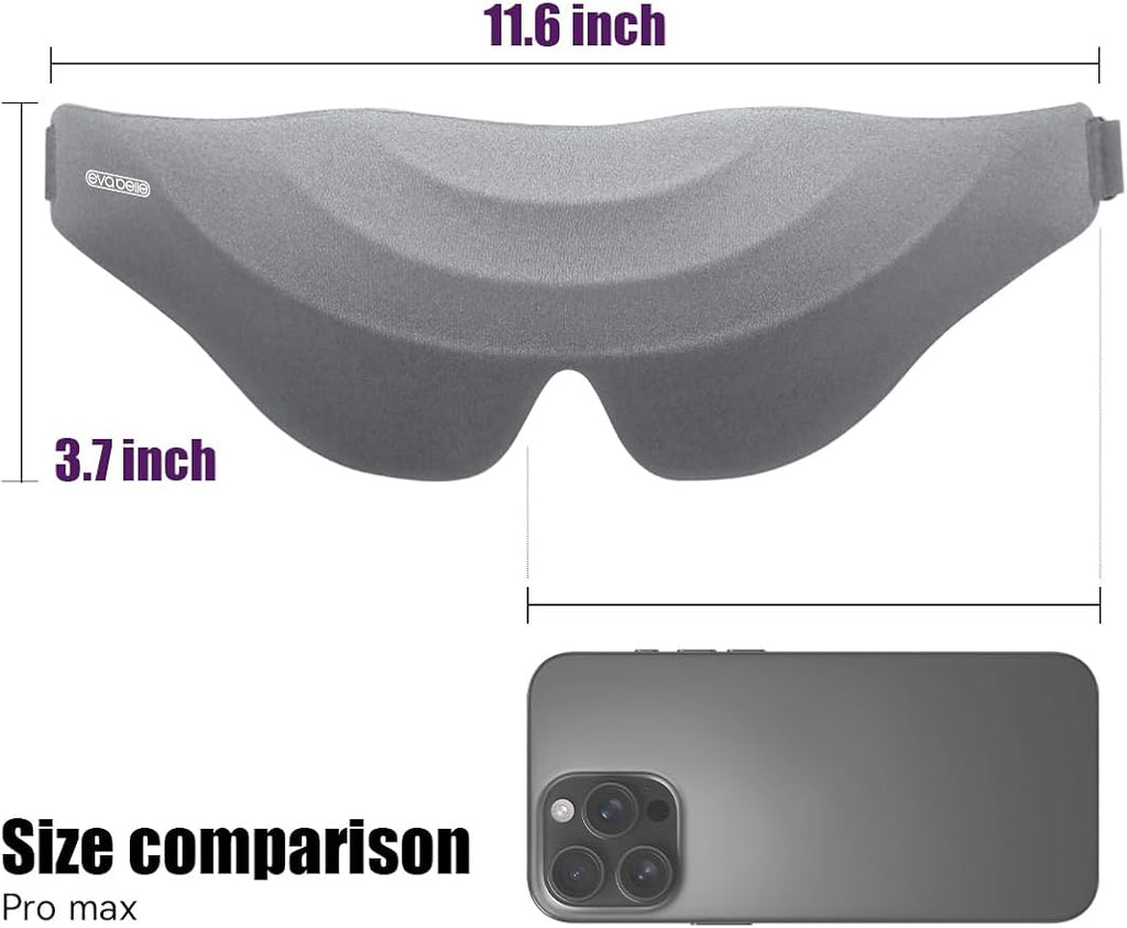 Sleep Eye Mask for Men Women, EVA BELLE Light Blocking Sleeping Mask for Side Sleeper, 3D Contoured Cup Night Blindfold, Lash Extensions 3D Sleeping Mask with Adjustable Strap for Travel, Night & Nap