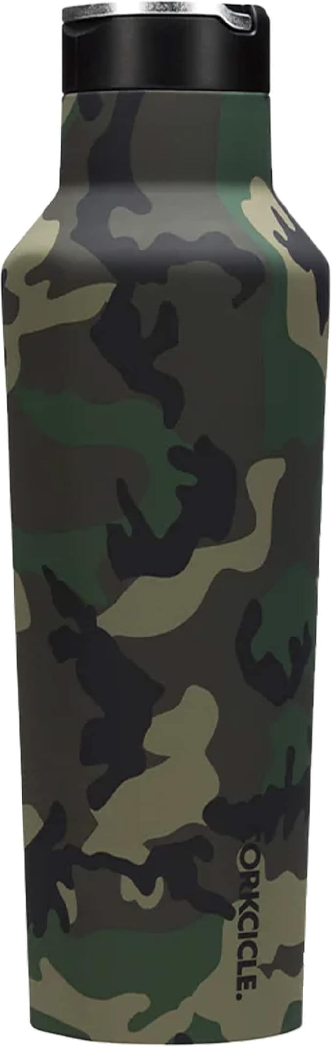 Corkcicle Classic Sport Canteen - Insulated Stainless Steel Water Bottle - Compact & Travel-Friendly - Durable - Dishwasher Safe - BPA Free - Non-Slip Silicone Base - 20 oz - Woodland Camo