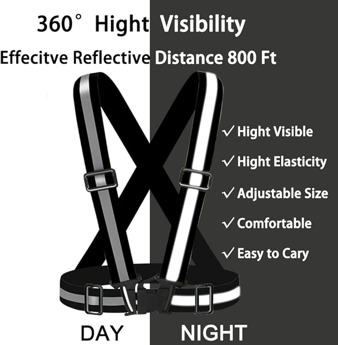 High Visibility Reflective Vest Safety Vest Running Reflective Gear Adjustable Reflective Vest for Walking,Jogging,Hiking,Night Cycling