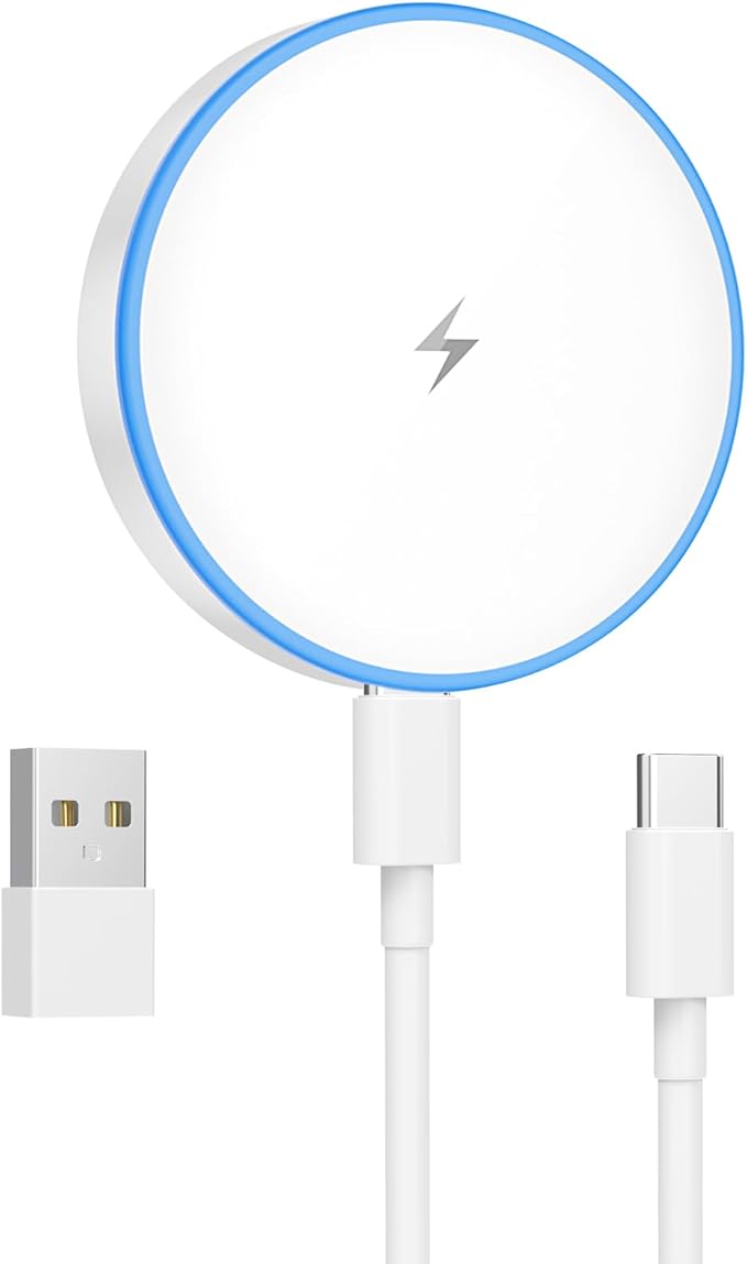 MagSafe Charger 15W Magnetic Wireless Charger Fast Charging Pad Compatible with iPhone 17/16/15/14/13/12 Series & AirPods 4/3/2/Pro Magnetic MagSafe Charging Pad with Dual Ports