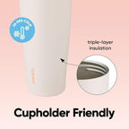 Owala FreeSip Tumbler Insulated Stainless Steel Water Bottle with Built-in Straw and Side Handle, For Travel, Work, School, and Sports, 40oz, BPA Free, Leak Proof, Sparkling Sherbet