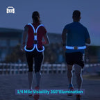 LED Reflective Vest Rechargeable Running Light for Runners High Visibility Safety Vest for Running,Cycling or Walking