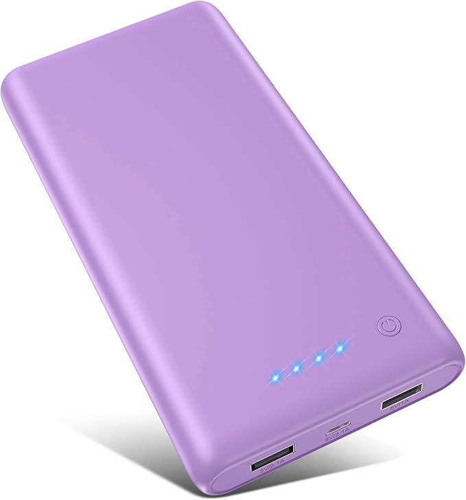 Portable Charger Power Bank 26800mah Ultra-High Capacity External Cell Phone Battery Pack,2 USB Output High Speed Charging Power bank Compatible with iPhone 16 15 14 13 12 Samsung Android LG-Purple