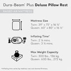 Intex 64135ED Dura-Beam Plus Deluxe Pillow: Fiber-Tech – Queen Size – Built-in Electric Pump – 16.5in Bed Height – 600lb Weight Capacity