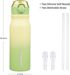 BJPKPK Stainless Steel Insulated Water Bottle With Straw Lid 25oz Reusable Metal Thermo Bottles Keep Cold And Hot,Lime