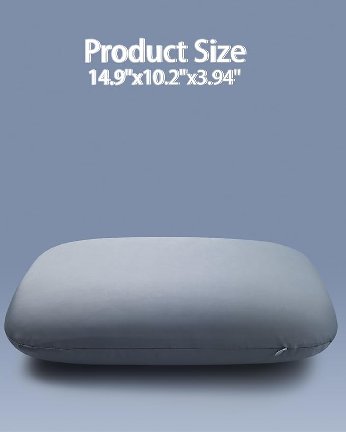 Camping Pillow, Small Pillows for Chair, Memory Foam Travel Pillow for Sleeping with Cool & Breathable Washable Cover Ideal for Travel, Hiking, Airplane and Car - Dark Grey