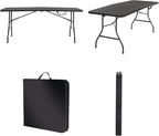 COSCO Molded Folding Banquet Table w/Handle, 6ft, Black