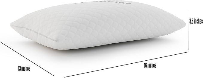 Small Shredded Memory Foam Pillow for Travel and Camping - Compressible Medium Firm Bed Pillow, Contoured Support, Breathable Cover, Machine Washable, Ideal Backpacking, Airplane and Car