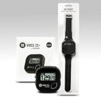 GolfBuddy Voice 2S+ Talking GPS Rangefinder Bundle with Official GolfBuddy Wristband Black – Audio Distance to Front/Center/Back, 18-Hour Battery, Preloaded Courses, Wearable Golf GPS Watch Conversion