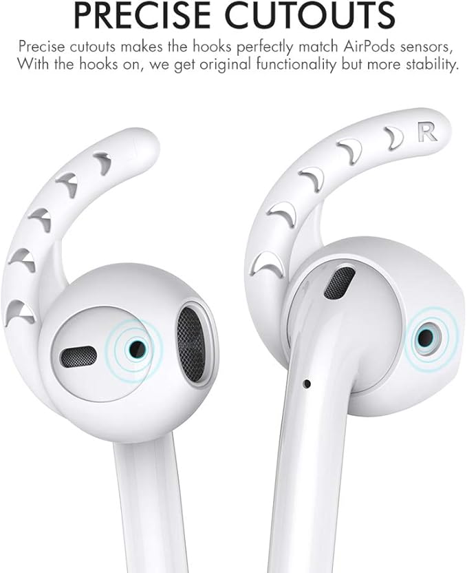 AhaStyle 3 Pairs AirPods Ear Hooks Cover Silicone Accessories Compatible with Apple AirPods and EarPods Headphones(Milk White)