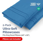 King Pillow Cases Set of 2 - Ultra Soft Hotel Quality Pillowcase Covers - Comfy Cozy Bedding for Women, Men, Kids and Teens - Machine Washable Pillow Protectors - 2 Pieces Set - King Size Royal Blue