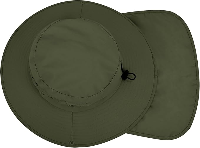 Sun Hats for Men Women, UPF50+ Protection Safari Hat,Wide Brim Fishing Hat with Neck Flap,Bucket Hats for Beach Hiking