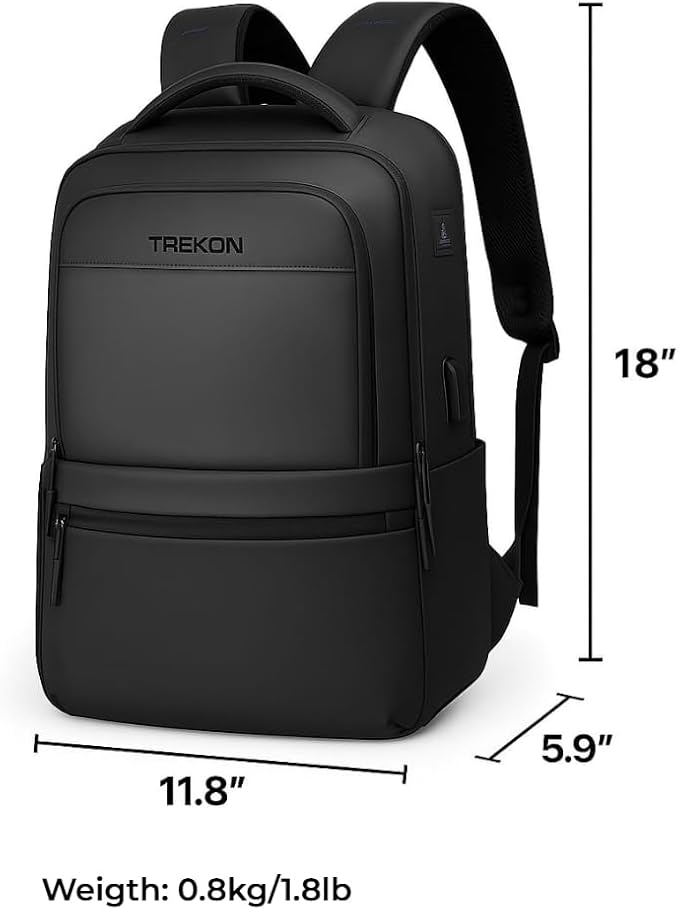 TREKON Laptop Backpack for Men/Women, Fits 15.6" Laptop, USB Charging Port, Water-Resistant, Anti-Theft, TSA Approved Travel Bag, For Business & College
