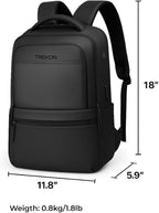 TREKON Laptop Backpack for Men/Women, Fits 15.6" Laptop, USB Charging Port, Water-Resistant, Anti-Theft, TSA Approved Travel Bag, For Business & College