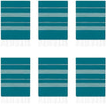 HAVLULAND Turkish Beach Towels Oversized -100% Turkish Cotton Super Soft Lightweight - Absorbent and Quick Drying Bath Towel - Sand Free Beach Towel - Turkish Towels for Adults (Teal, 6 Pack)