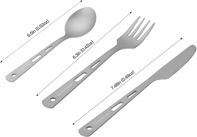 Titanium Flatware Knife Fork Spoon Set Camping Utensils Carrying Bag Cutlery
