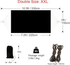 Double Hammock 2 Person Extra Large 330X150cm Load Capacity 600Pound Canvas Cotton Hammock for Patio Porch Garden Backyard Lounging Outdoor and Indoor XXL(Black)