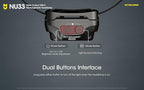 Nitecore NU33 700 Lumen Camping Headlamp, USB-C Rechargeable, Lightweight with White, Red, and Reading LEDs Sticker
