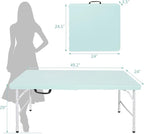 4 FT Folding Table with Carry Handle, Portable Fold-in-Half Plastic Table, Rectangle Foldable Table for Indoor/Outdoor Blue