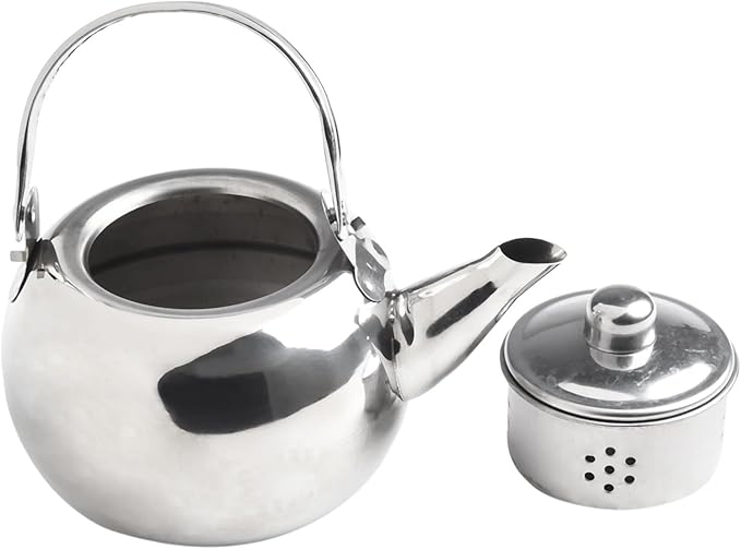 Stainless Steel Tea Kettle, Heat Resistant Handle Stovetop Camping Coffee Pot Water Bottle with Built in Filter for Tea and Beverage Brewing(14cm)