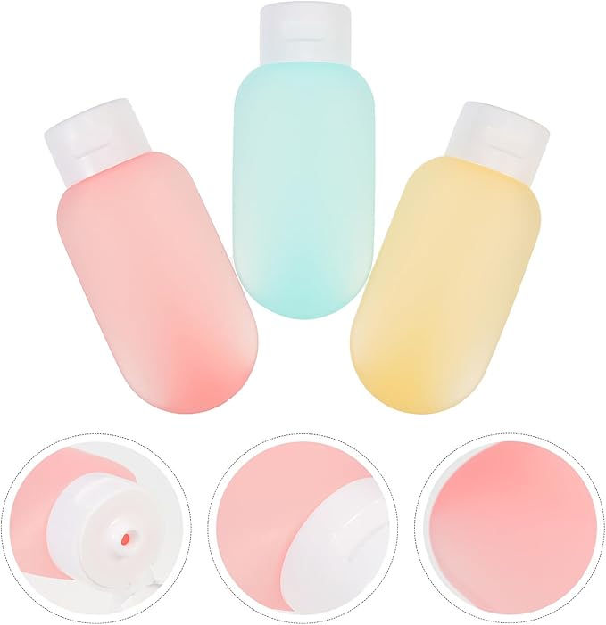 KICHOUSE Squeezable Abs Travel Storage Bottles 3pcs 60ml Leakproof Flip Cap Sub-packing Containers for Shampoo Lotion Toiletries Refillable for Travel Use