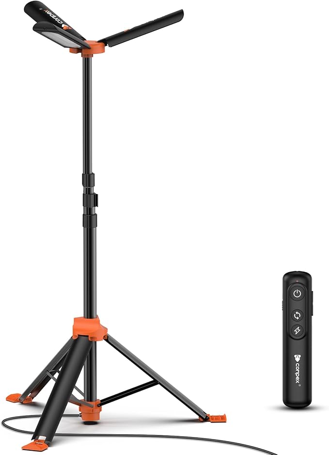 Camping Light, Large Area Lighting Floodlight, Max 118In Tall, 20000 Lumens, Suitable for Outdoor Activities, Telescopic Light with Tripod Work Light