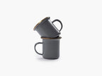 Barebones 5-Ounce Enamel Espresso Cup Set of 2 - Small Coffee Mug and Tea Cup - Stainless Steel Rim Camping Mug for Indoor and Outdoor Use (Slate Gray)