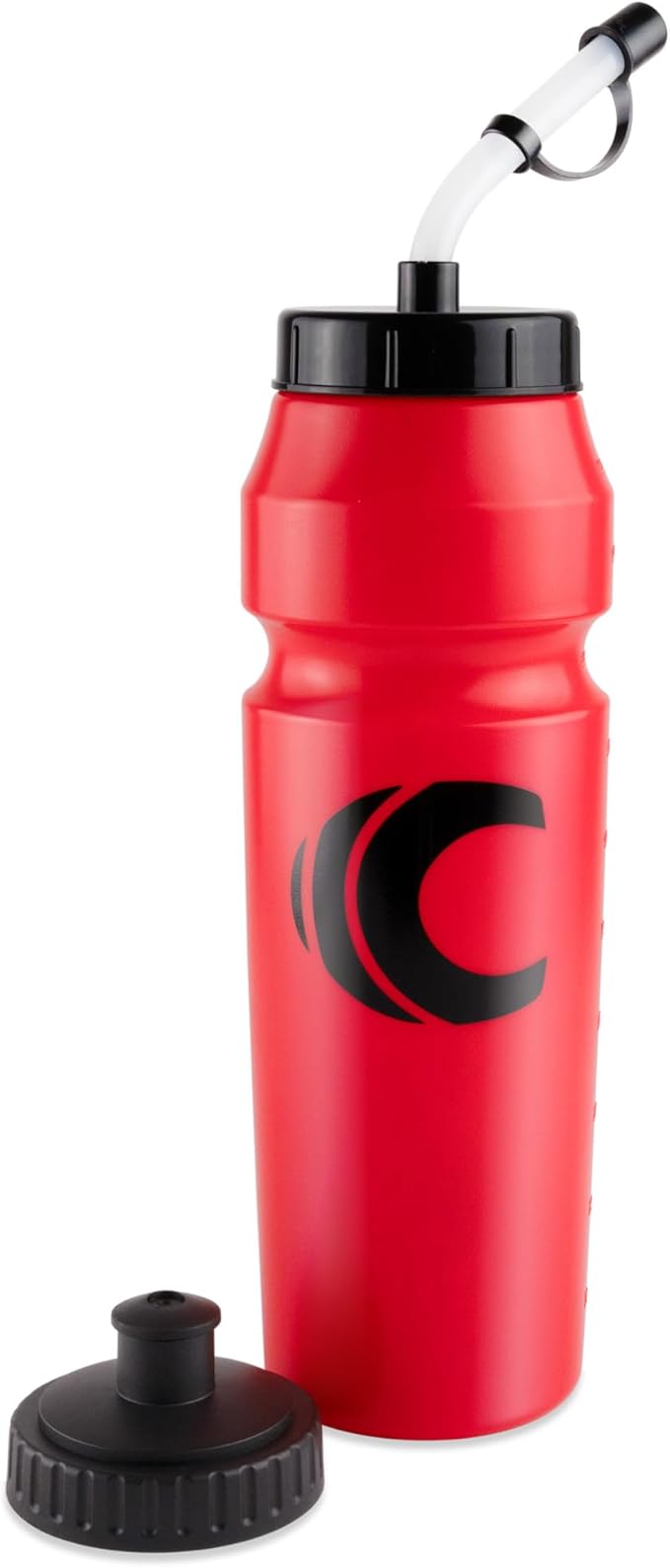 Cannon Sports 1 Liter Sports Water Bottle, BPA-Free, 34 Oz Capacity, Large Mouth, 2 lids (Straw and Squeeze), Great For Helmet Sports Such As Hockey, Lacrosse, Football, Boxing (Red)